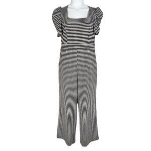 Women 12 Houndstooth Wide Leg Jumpsuit Pockets Stretch By Shelby & Palmer Office
